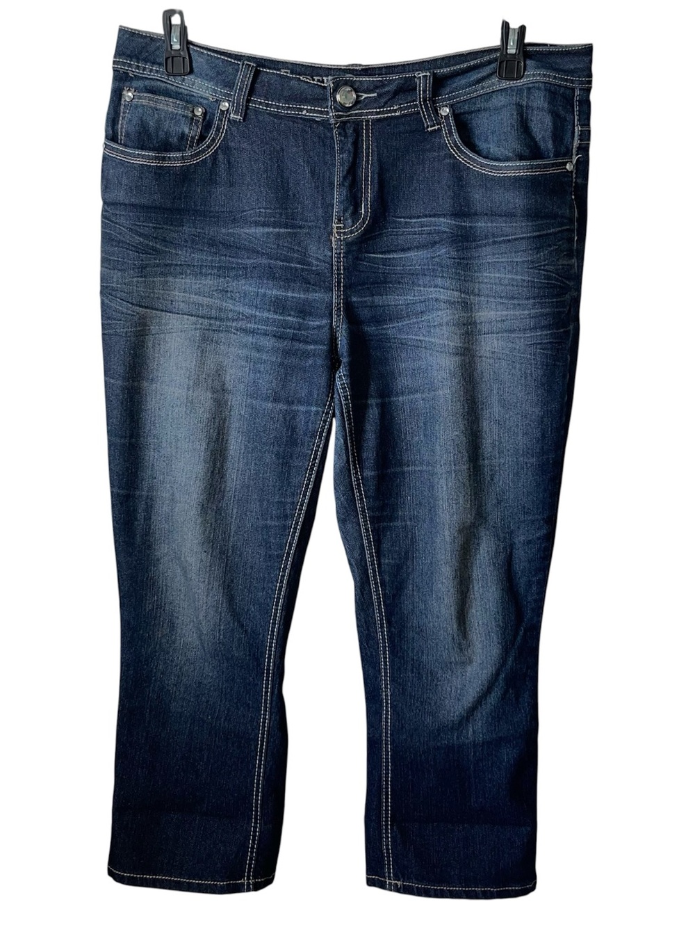 Faded Glory Women’s Size 16W Denim Dark Sandblast Capri Jeans